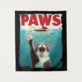 PAWS Cat Kitty Parodie der Kiefer Film Poster Wandteppich (Vorderseite)