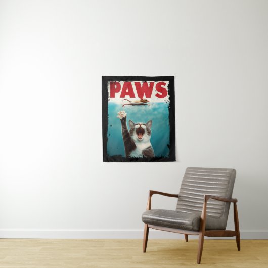 PAWS Cat Kitty Parodie der Kiefer Film Poster Wandteppich (Beispiel)