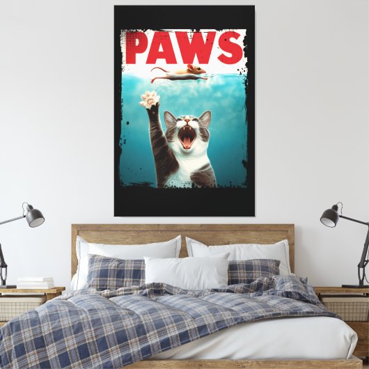PAWS Cat Mouse Parodie der Kiefer Film Poster Leinwanddruck (Insitu (Schlafzimmer))