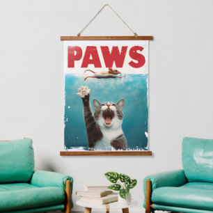 PAWS Cat Mouse Parodie der Kiefer Film Poster Wandteppich Mit Holzrahmen
