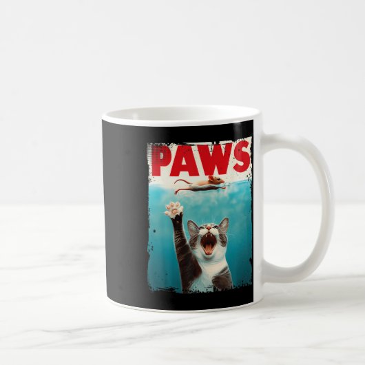 Paws Cat Mouse Parody Cat Shark Chasing Maus Kitt Kaffeetasse (Rechts)