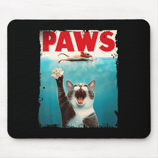 Paws Cat Mouse Parody Cat Shark Chasing Maus Kitt Mousepad (Vorne)