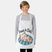 Paws & Chill Katzennapf Illustration Cartoon Schürze (Getragen)