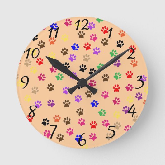 Paws Clock Runde Wanduhr (Vorderseite)