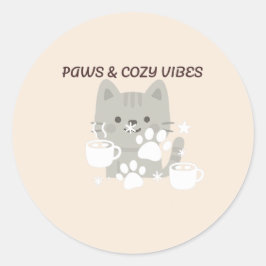 Paws & Cozy Vibes | Süße Haustier-Wandkunst & Aufk Runder Aufkleber