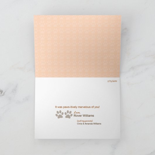 Paws Dankeschön Karte für den Tierarzt (pfirsichbr (Innenseite)
