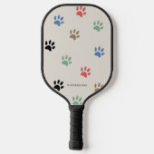 Paws Dog Cat Monogrammed Name Pickleball Schläger (Rückseite)