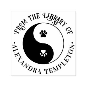 Päws Dog Cat Yin Yang Symbol Library Book Name Permastempel