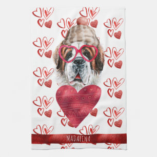 Paws Dog Lover Valentine Gift Saint Bernard Geschirrtuch