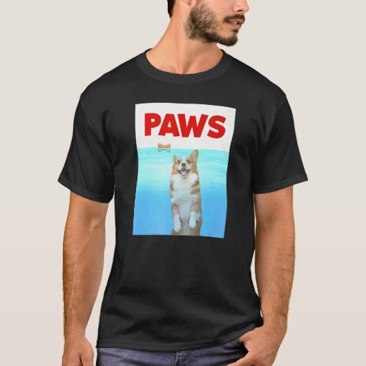 Paws Dog Parody 80er Corgi Shark Dog T-Shirt (Vorderseite)