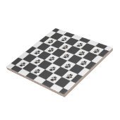 Paws Dog Pet Checkerboard Schwarz-weiß | Fliese (Seite)