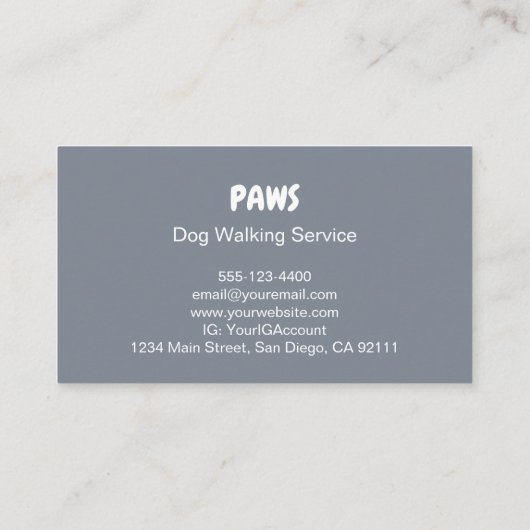 Paws Dog Walking Visitenkarte (Rückseite)