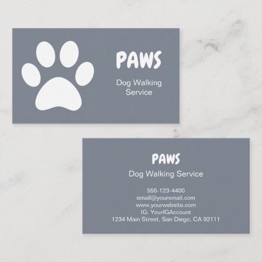 Paws Dog Walking Visitenkarte (Vorne/Hinten)