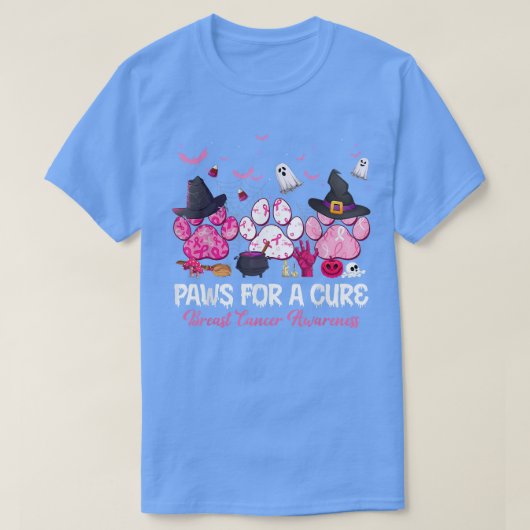 Paws for a Cure Dog Lovers Breast Cancer Halloween T-Shirt (Design vorne)