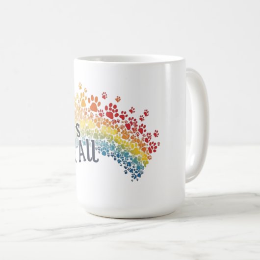 Paws for All – Rainbow Paw Print Unity Kaffeetasse (VorderseiteRechts)