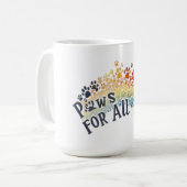 Paws for All – Rainbow Paw Print Unity Kaffeetasse (Vorderseite Links)