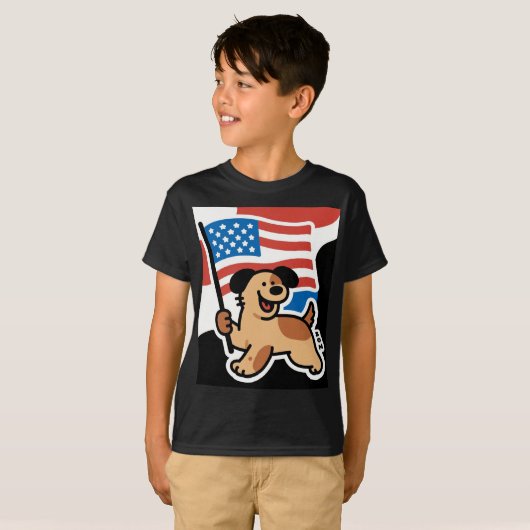 Paws for Freedom: Patriotic Pup with Flag T - Shir T-Shirt (Vorne ganz)