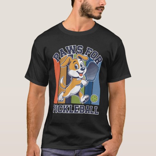 Paws for Pickleball Funny Dog Pickleball Player Pe T-Shirt (Vorderseite)