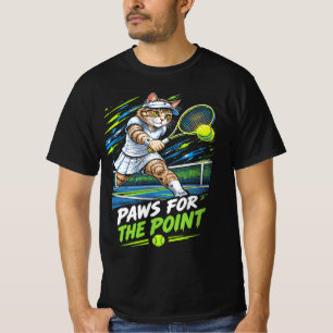 Paws For The Point Lustiger Tennisspieler-Katze T-Shirt