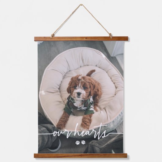 Paws für immer in unserem Herz 3 Foto-Gedenkstätte Wandteppich Mit Holzrahmen (Vorderseite 3)