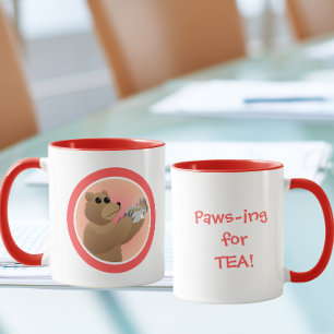 Paws für Tee Süßer Bär Morgen Tee Wortspiel Tasse
