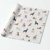 Paws Gingham hübsche Hunde Geschenkpapier (Ungerollt)