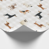 Paws Gingham hübsche Hunde Geschenkpapier (Ecke)