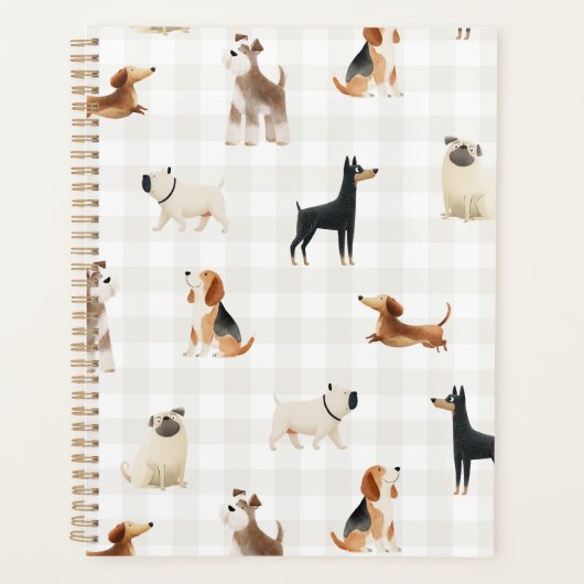 Paws Gingham süße Hunde Planer (Vorderseite)
