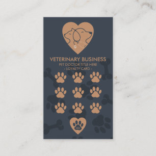 Paws Heart Stethoskop Haustierarzt Veterinär Treuekarte