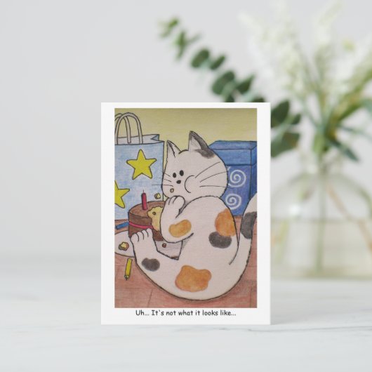 Paws Here Postcard "Oops" Postkarte (Stehend Vorderseite)