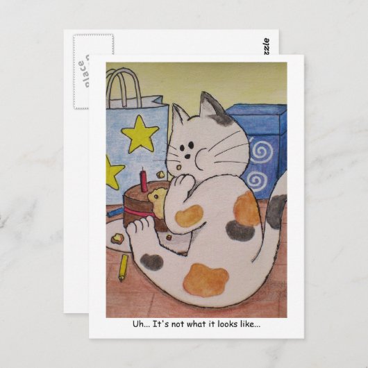 Paws Here Postcard "Oops" Postkarte (Vorne/Hinten)