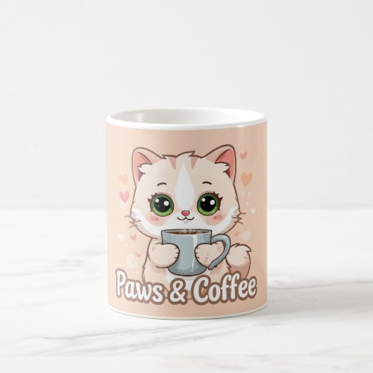 Paws, Hörer und heißer Kaffee: Die Kawaii Kitty Kaffeetasse (Mittel)