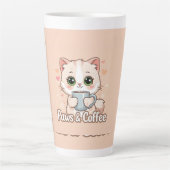 Paws, Hörer und heißer Kaffee: Die Kawaii Kitty Milchtasse (Vorderseite)