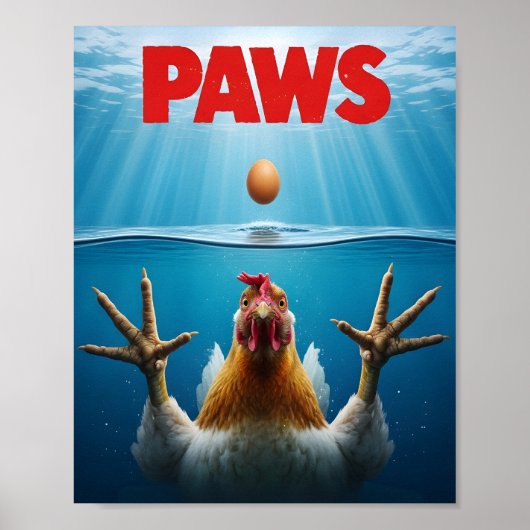 PAWS Hühner Meme – Jaws-inspirierter Geflügelhumor Poster (Vorne)
