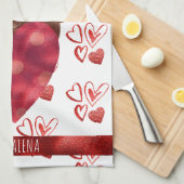 Paws Hund Lover Valentine Geschenk Brown Dackel Geschirrtuch (Viertel Falte)