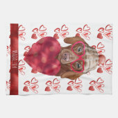 Paws Hund Lover Valentine Geschenk Brown Dackel Geschirrtuch (Horizontal)