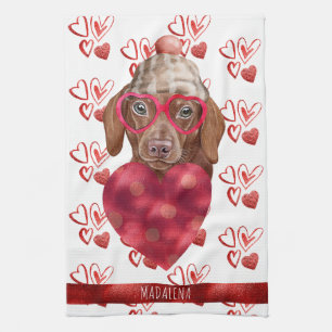Paws Hund Lover Valentine Geschenk Brown Dackel Geschirrtuch