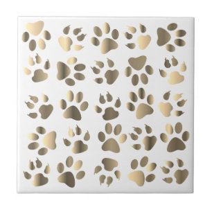 Paws Hund Taupe Beige Gold Tile Fliese