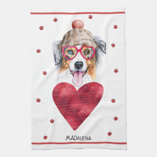Paws Hunde Liebhaber Valentinstag Geschenk Austral Geschirrtuch