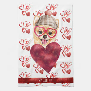 Paws Hunde Liebhaber Valentinstag Geschenk Pomeran Geschirrtuch