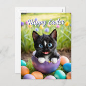 Paws in einem Pod: Felinis Ei-stra-Gemütes Nest Feiertagspostkarte (Vorne/Hinten)