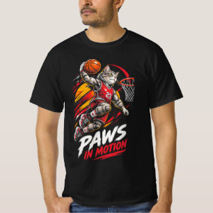 Paws In Motion Lustiger Basketballspieler Katze Sl T-Shirt