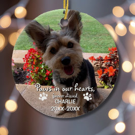 Paws in our Heart 2 Photo Cute Pet Memorial Custom Keramik Ornament