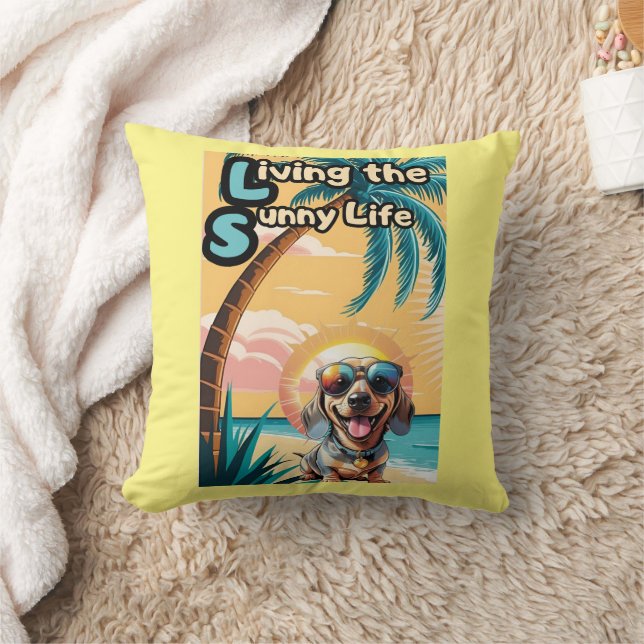 Paws in the Sunshine: Cooler Hund mit Sonnenbrille Kissen (Decke)