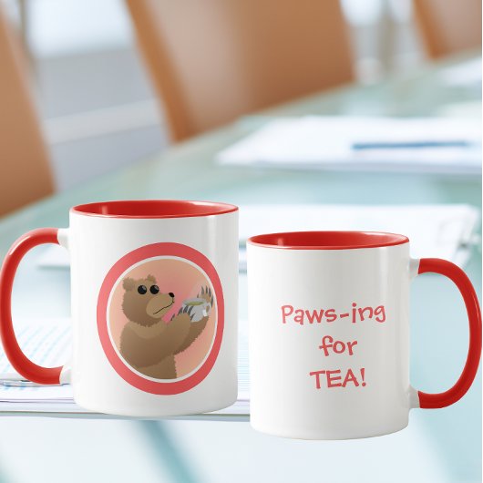 Paws-ing for Tea Cute Bear Morning Tea Pun Tasse