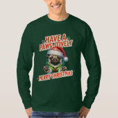 Paws itibels frohe Weihnachts-Mops Urlaub T-Shirt (Vorderseite)