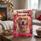Paws-itively in Love Golden Retriever Valentine's  Karte
