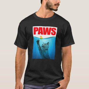 PAWS Katze und gelbe Gummiente Süße Kätzchen Katze T-Shirt