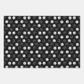 Paws Knochen Balls Schwarz-weiße Hundemuster Geschenkpapier Set (Vorderseite 2)