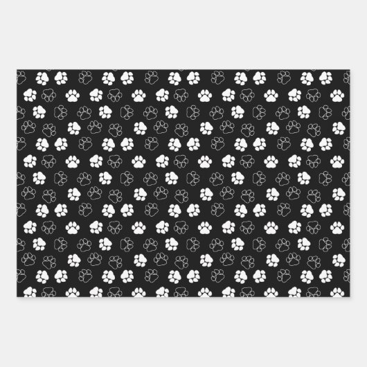 Paws Knochen Balls Schwarz-weiße Hundemuster Geschenkpapier Set (Vorderseite 2)